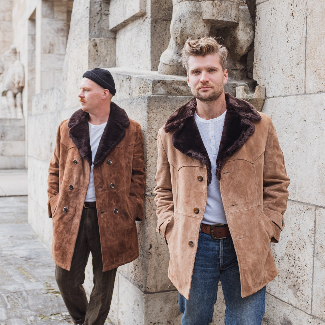 vintage men sheepskin coat
