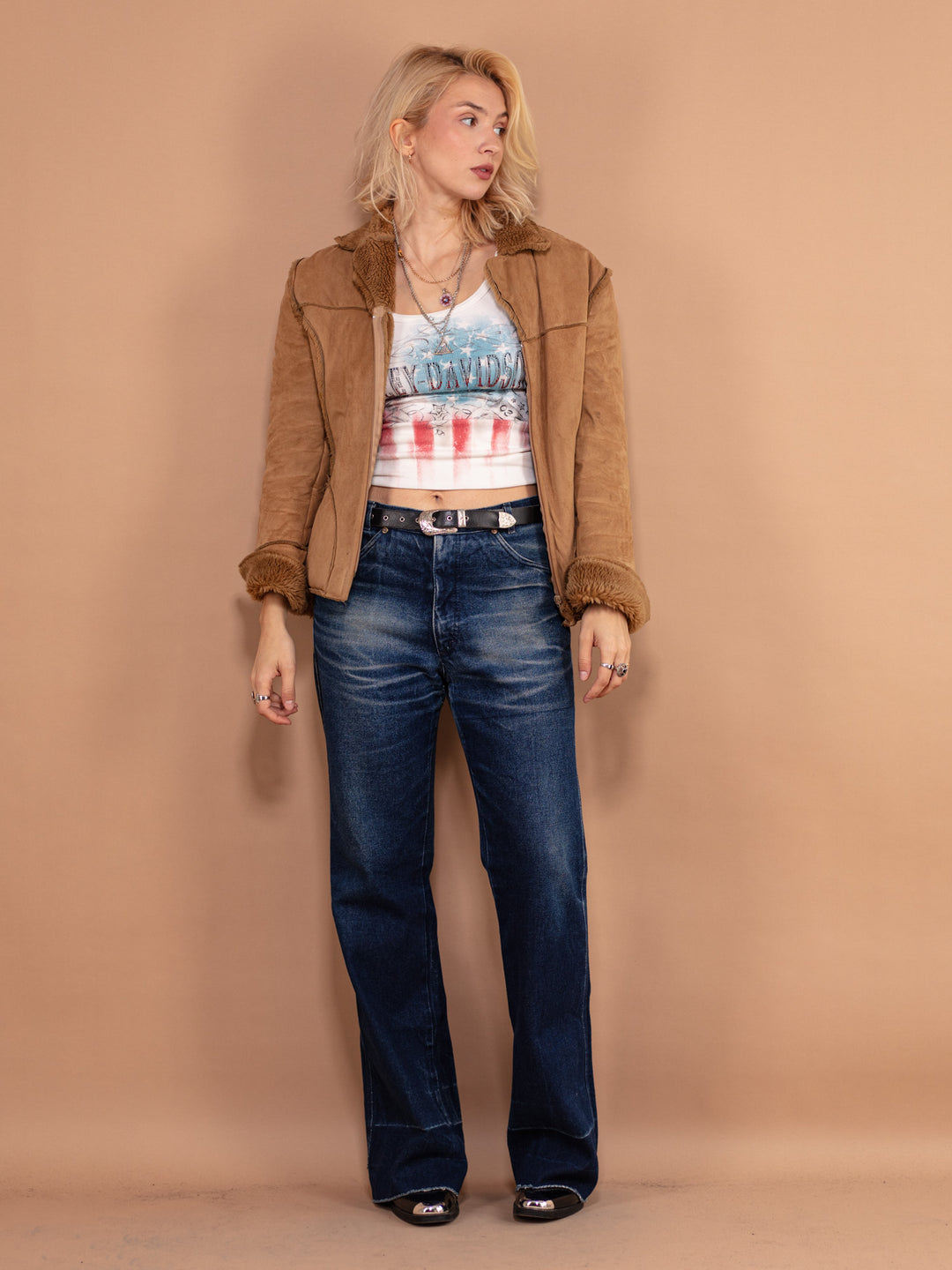 Vintage 00's Women Velour Jacket in Brown - NorthernGrip
