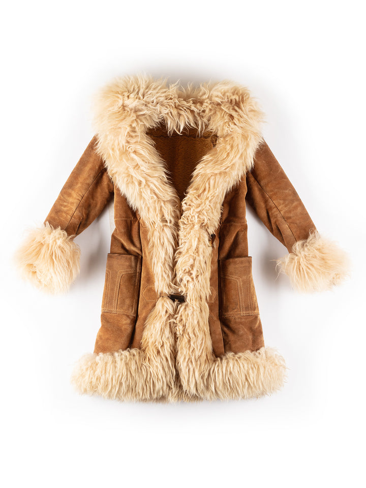 Vintage 70's Women Faux Sheepskin Coat in GrayMN229