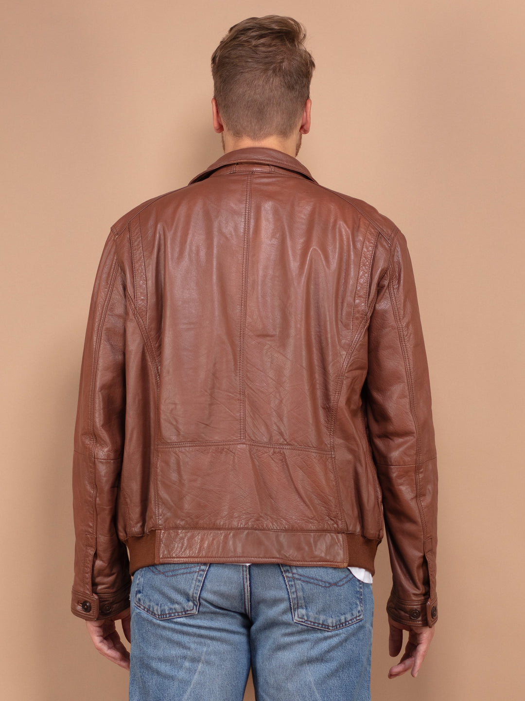 Vintage 00's Men Leather Jacket in Brown - NorthernGrip