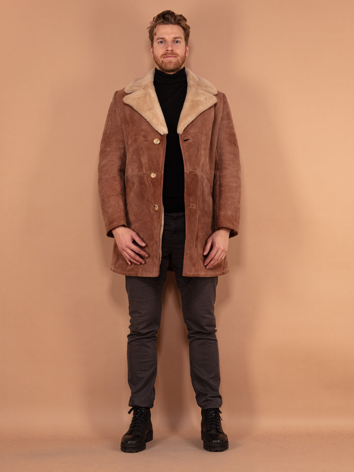 Vintage 70's Men Sheepskin Coat in Light Brown - NorthernGrip