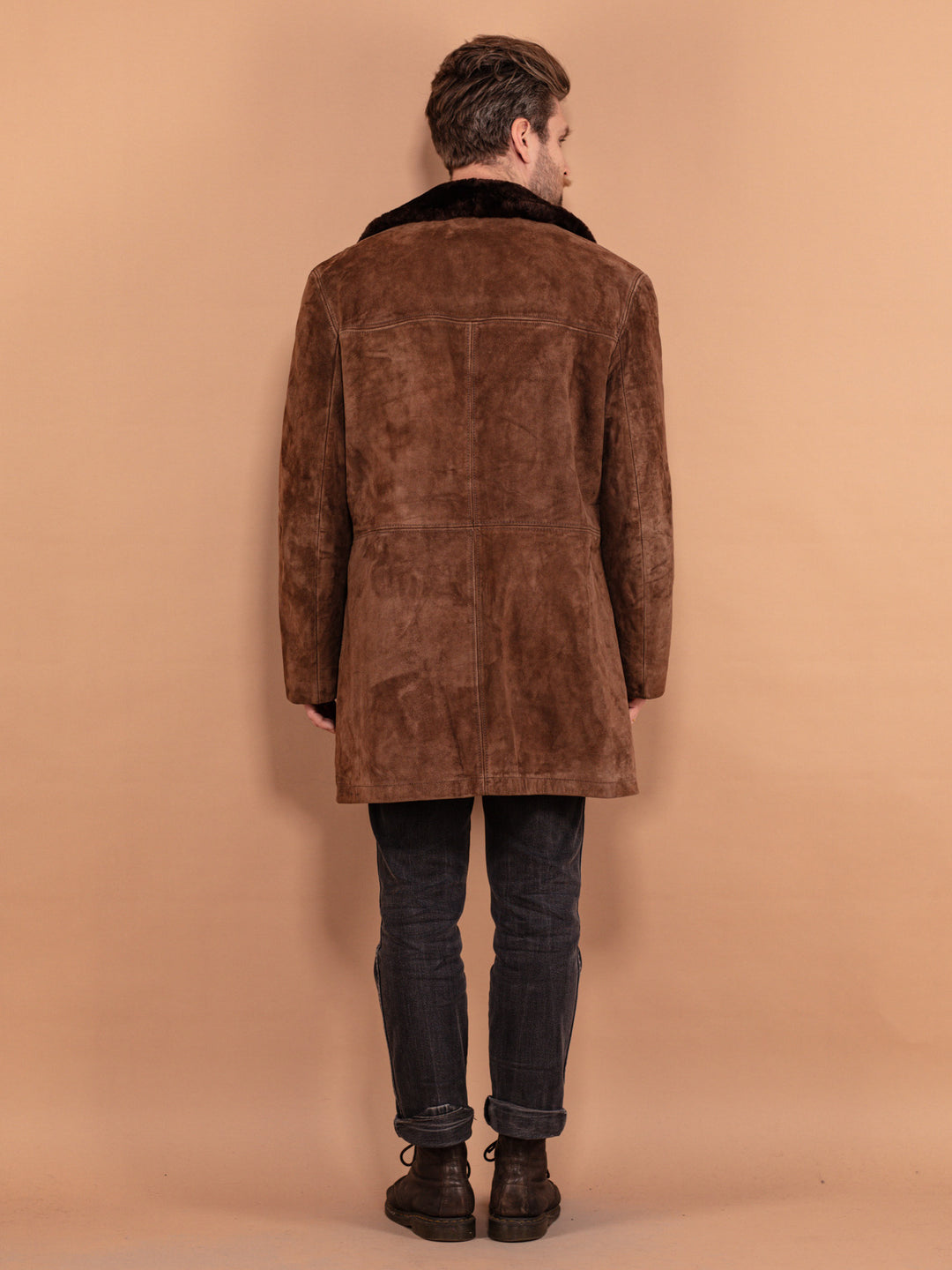 Vintage 70's Men Suede Sherpa Coat in Brown - NorthernGrip