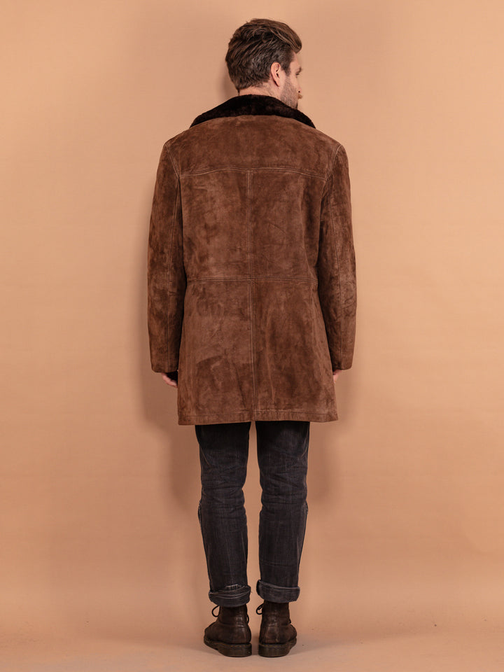 Vintage 70's Men Suede Sherpa Coat in Brown - NorthernGrip