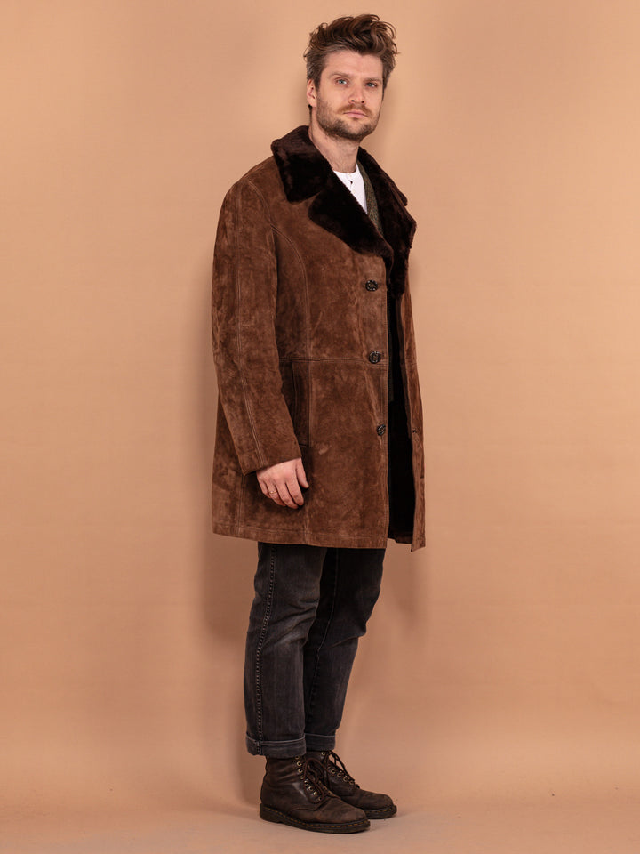 Vintage 70's Men Suede Sherpa Coat in Brown - NorthernGrip