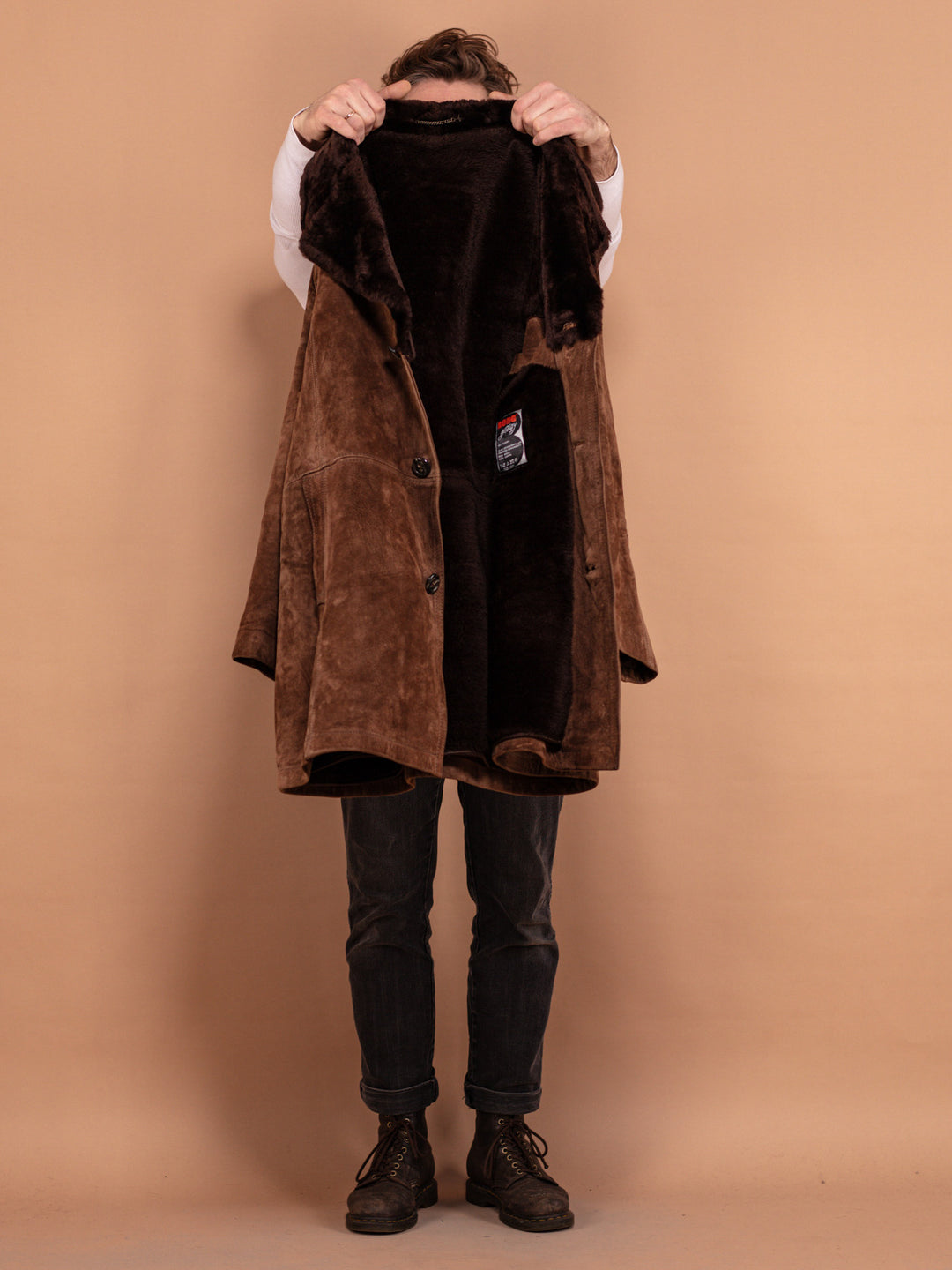 Vintage 70's Men Suede Sherpa Coat in Brown - NorthernGrip
