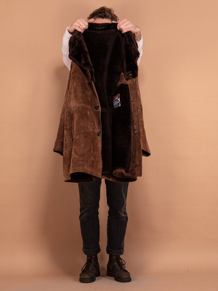 Vintage 70's Men Suede Sherpa Coat in Brown - NorthernGrip