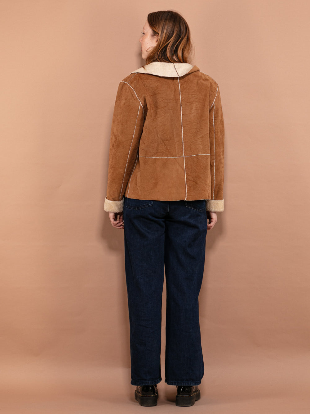 Vintage 90's Women Faux Shearling Jacket in Brown - NorthernGrip