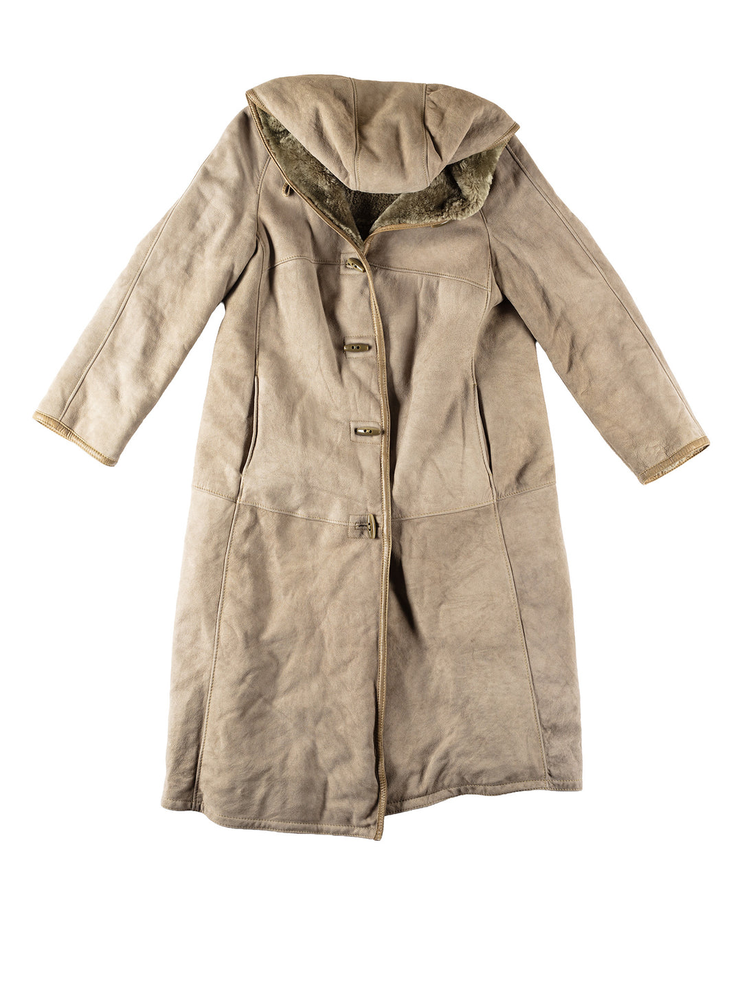 Vintage 80's Women Sheepskin Coat in GrayMN181