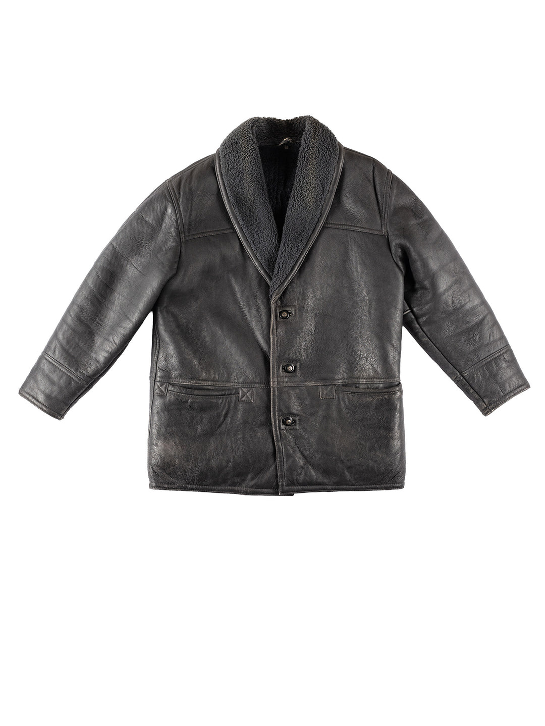 Vintage 80's Men Sheepskin Coat in BlackVN210