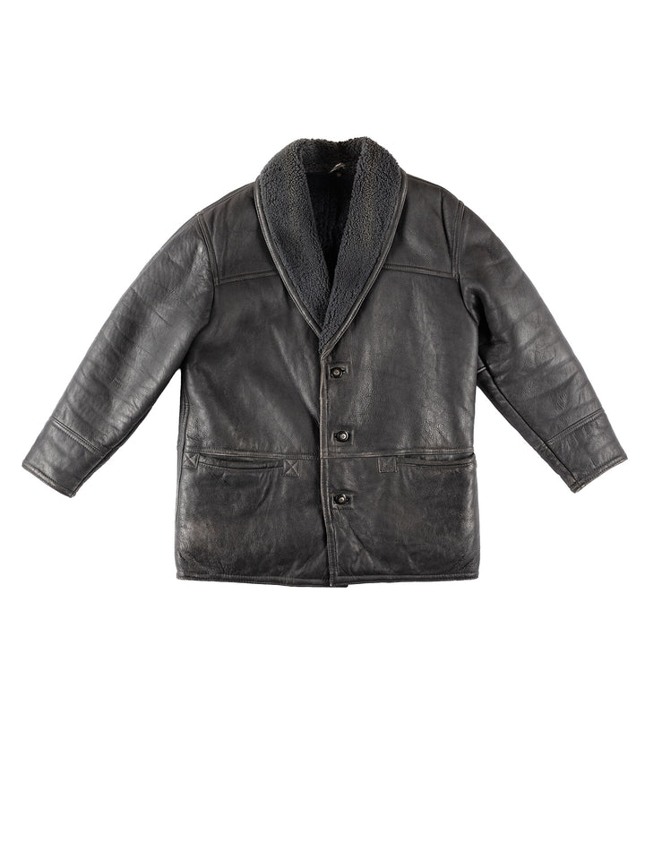 Vintage 80's Men Sheepskin Coat in BlackVN210