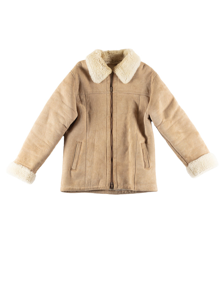 Vintage 90's Men Sheepskin Jacket in BeigeVN484
