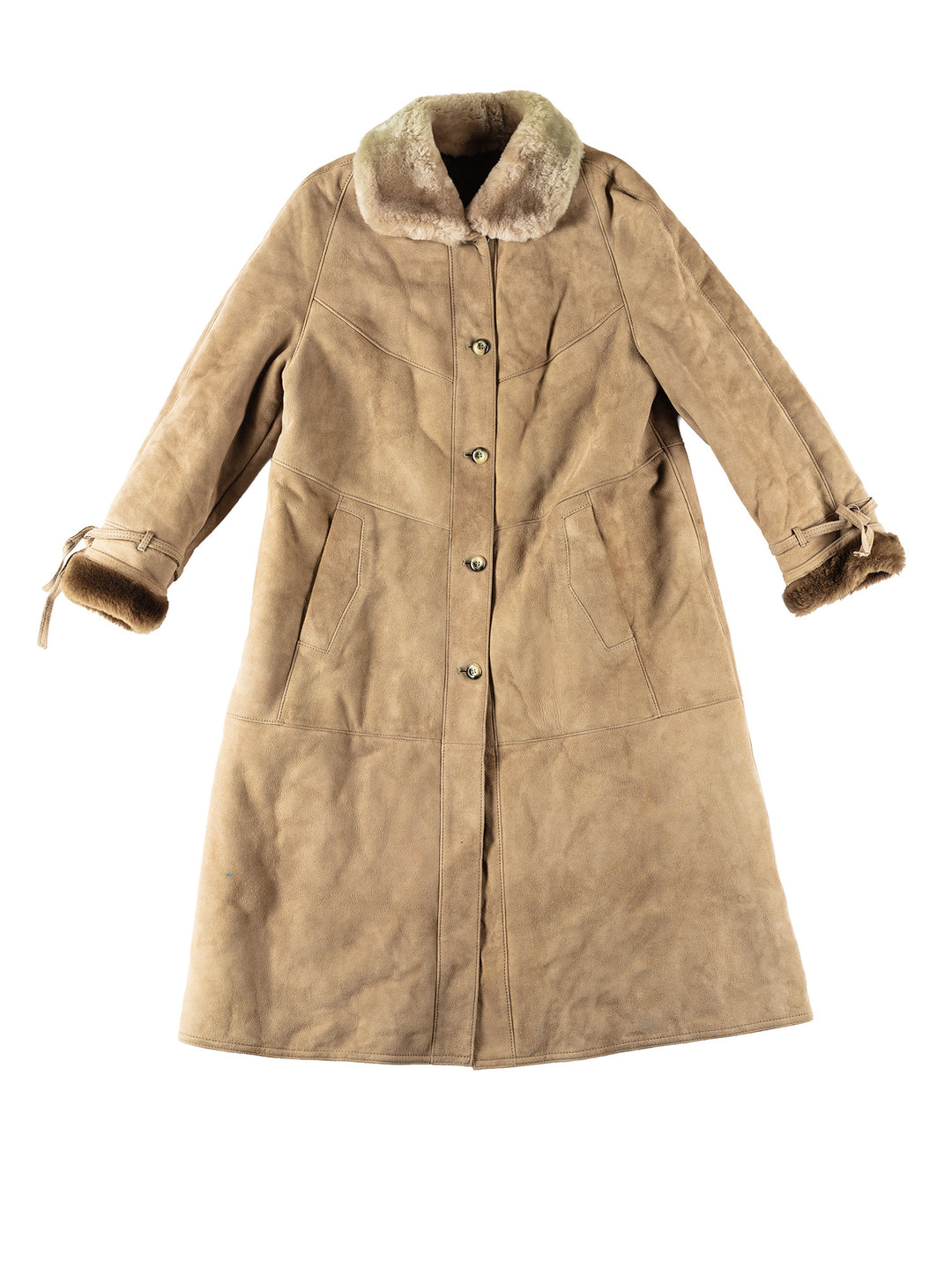 Vintage 80's Women Sheepskin Coat in BeigeMN151