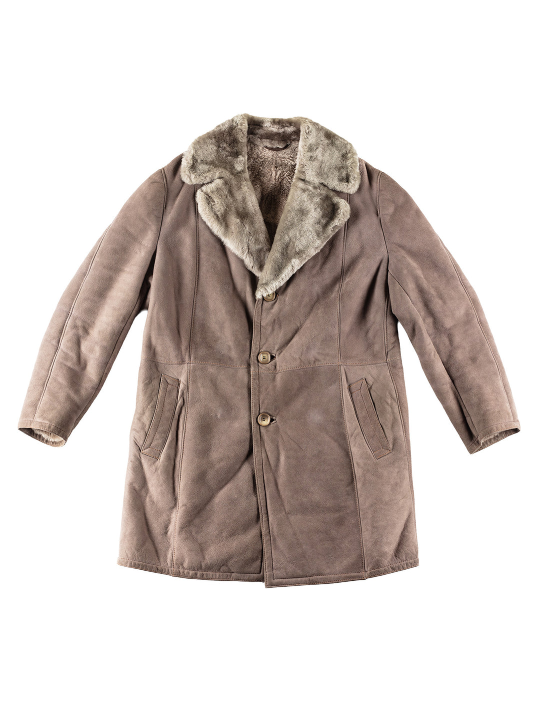 Vintage 80's Men Sheepskin Coat in GrayVN255