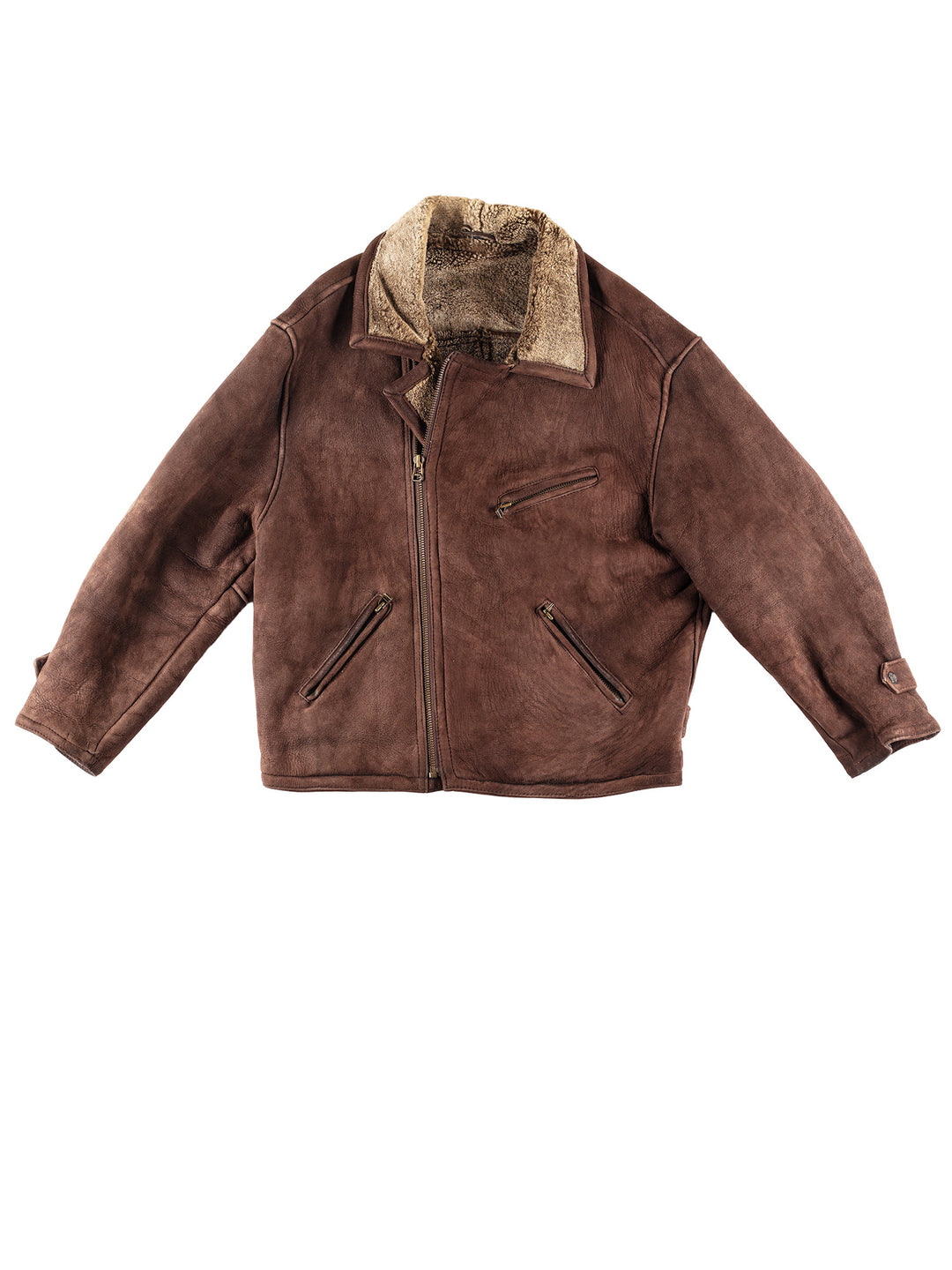 Vintage 90's Men Sheepskin Jacket in Brown