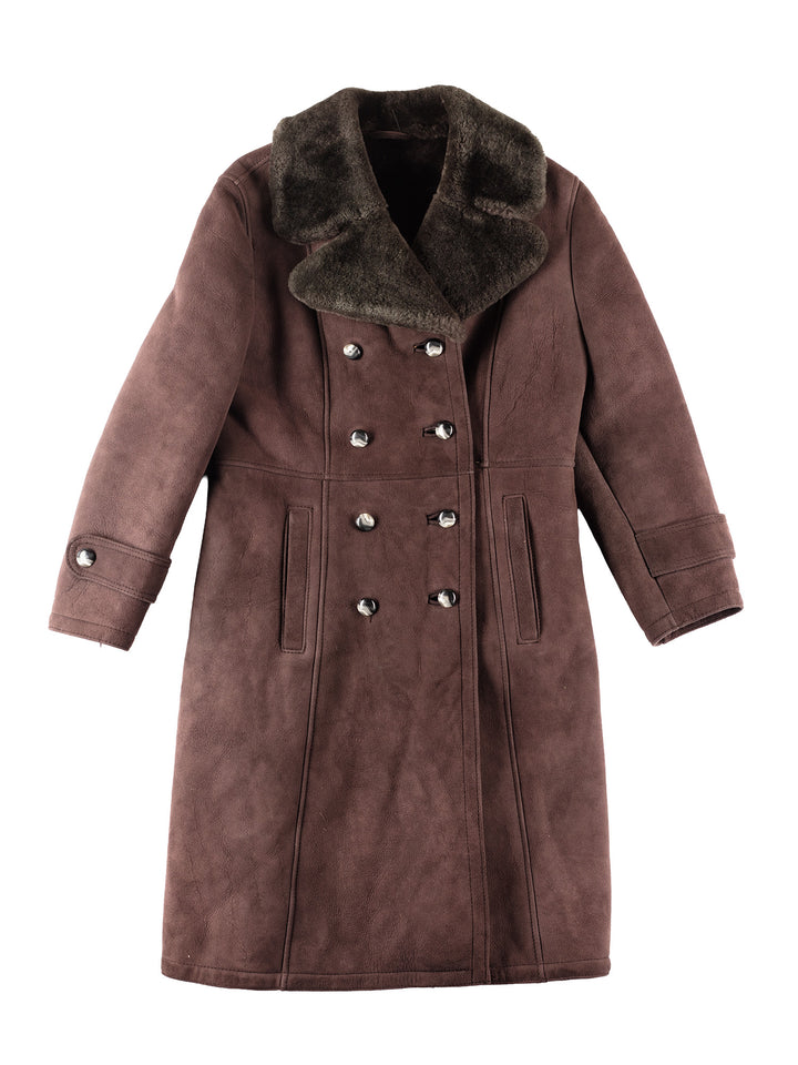 Vintage 80's Women Sheepskin Coat in Brown