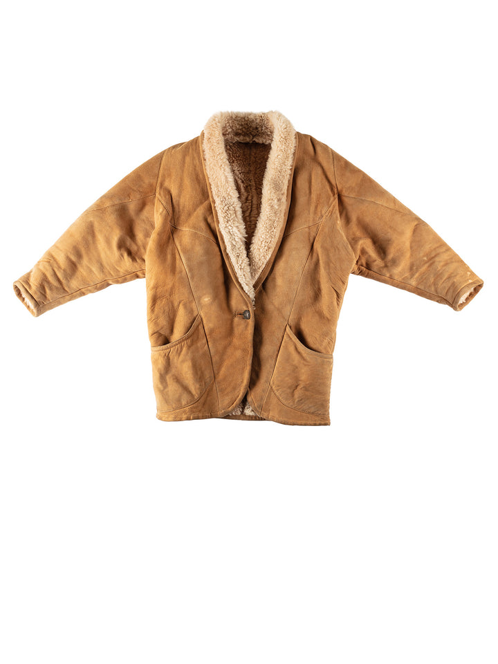 Vintage 80's Women Sheepskin Coat in BrownMN523