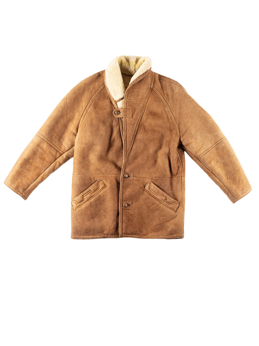Vintage 80's Men Sheepskin Coat in BrownVN244