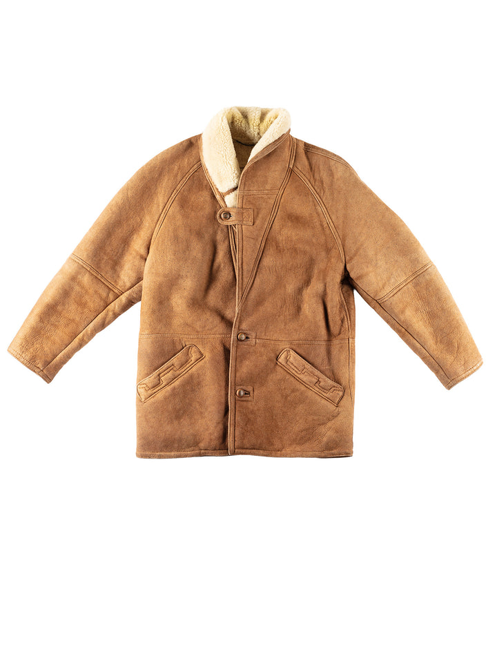 Vintage 80's Men Sheepskin Coat in BrownVN244