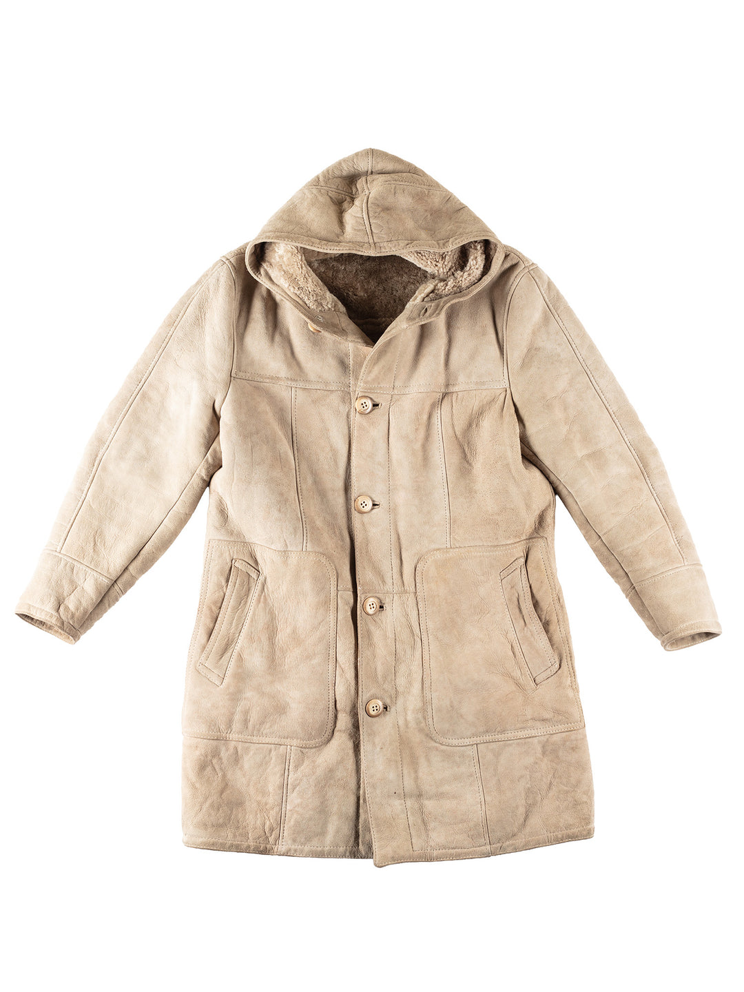 Vintage 80's Men Sheepskin Coat in BeigeVN145