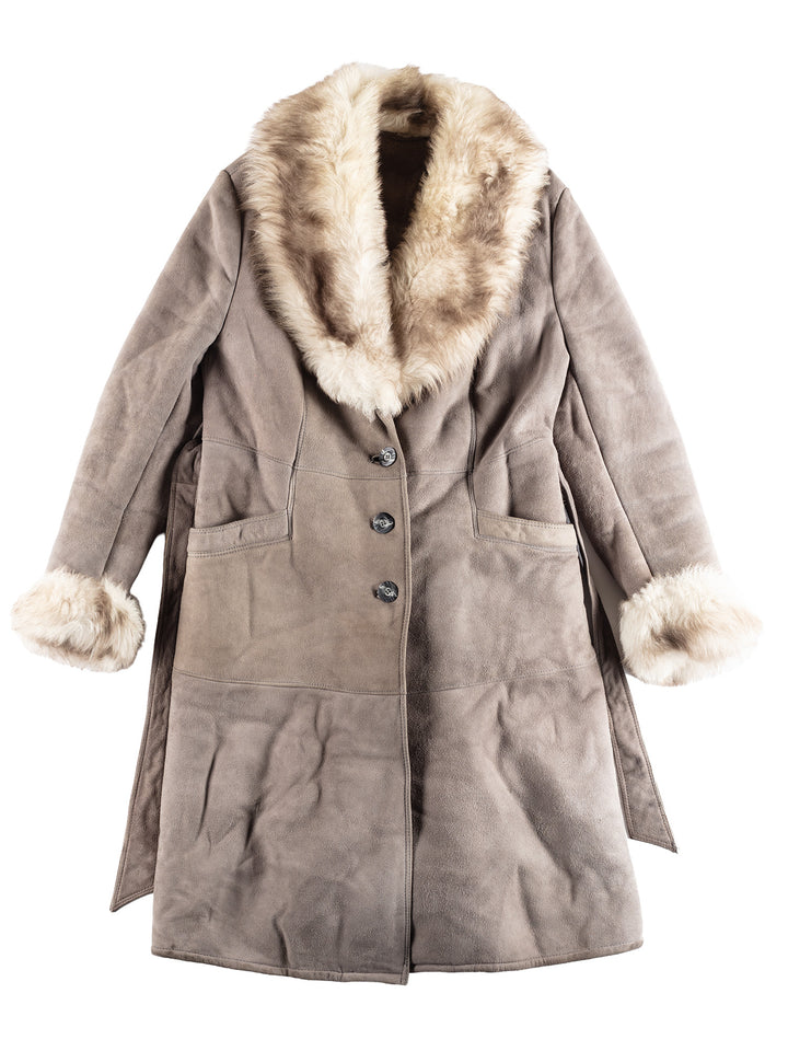 Vintage 70's Women Sheepskin Coat in Gray
