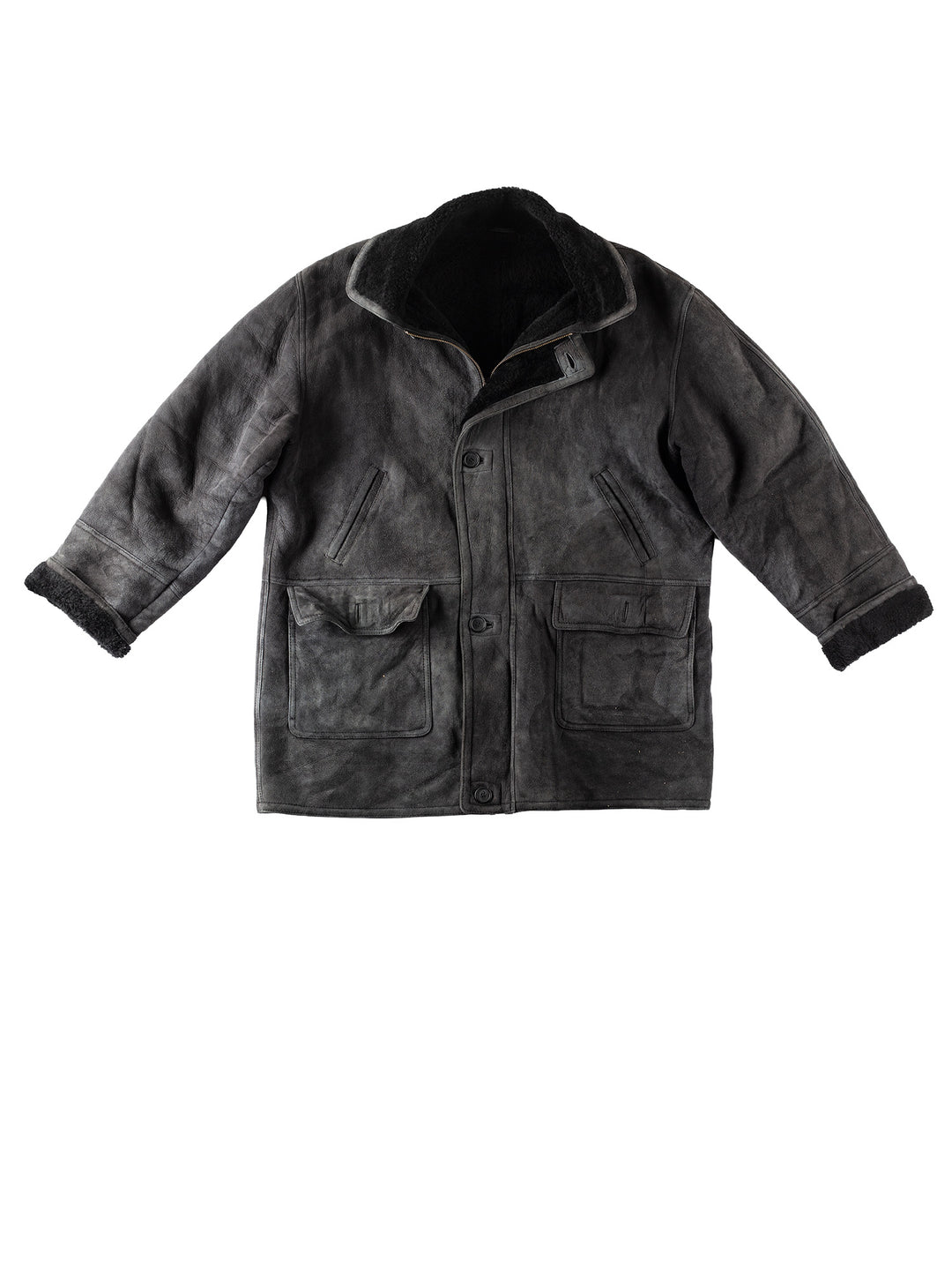 Vintage 90's Men Sheepskin Coat in BlackVN151
