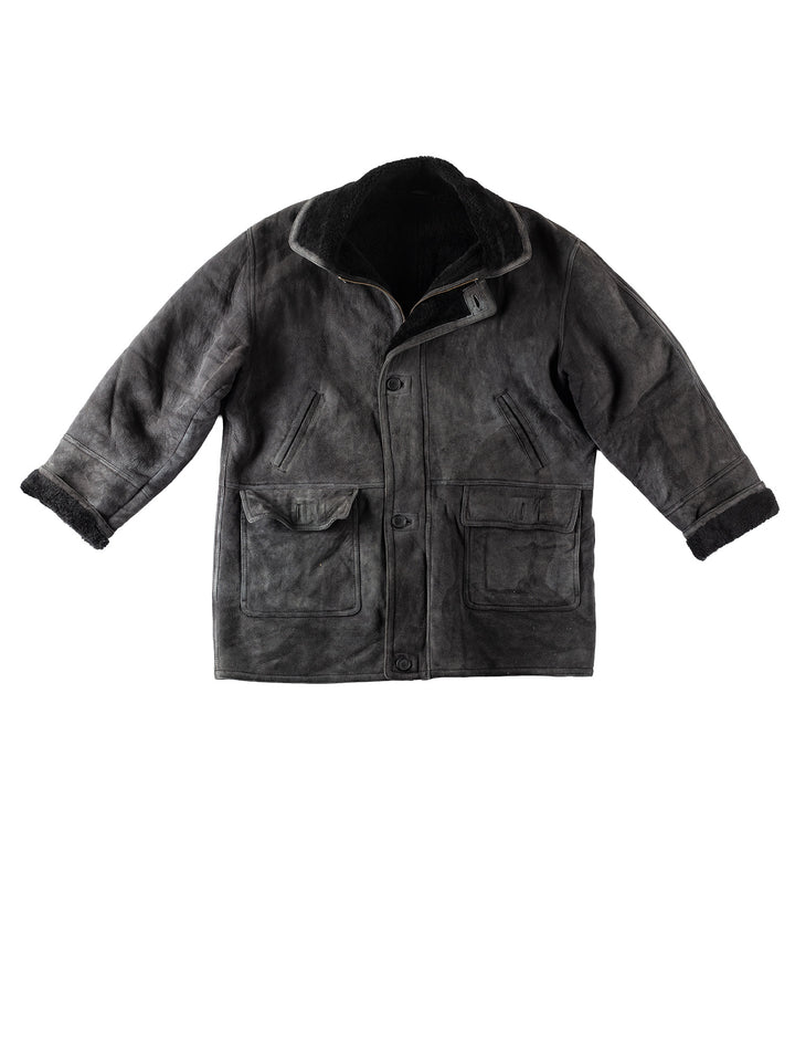 Vintage 90's Men Sheepskin Coat in BlackVN151