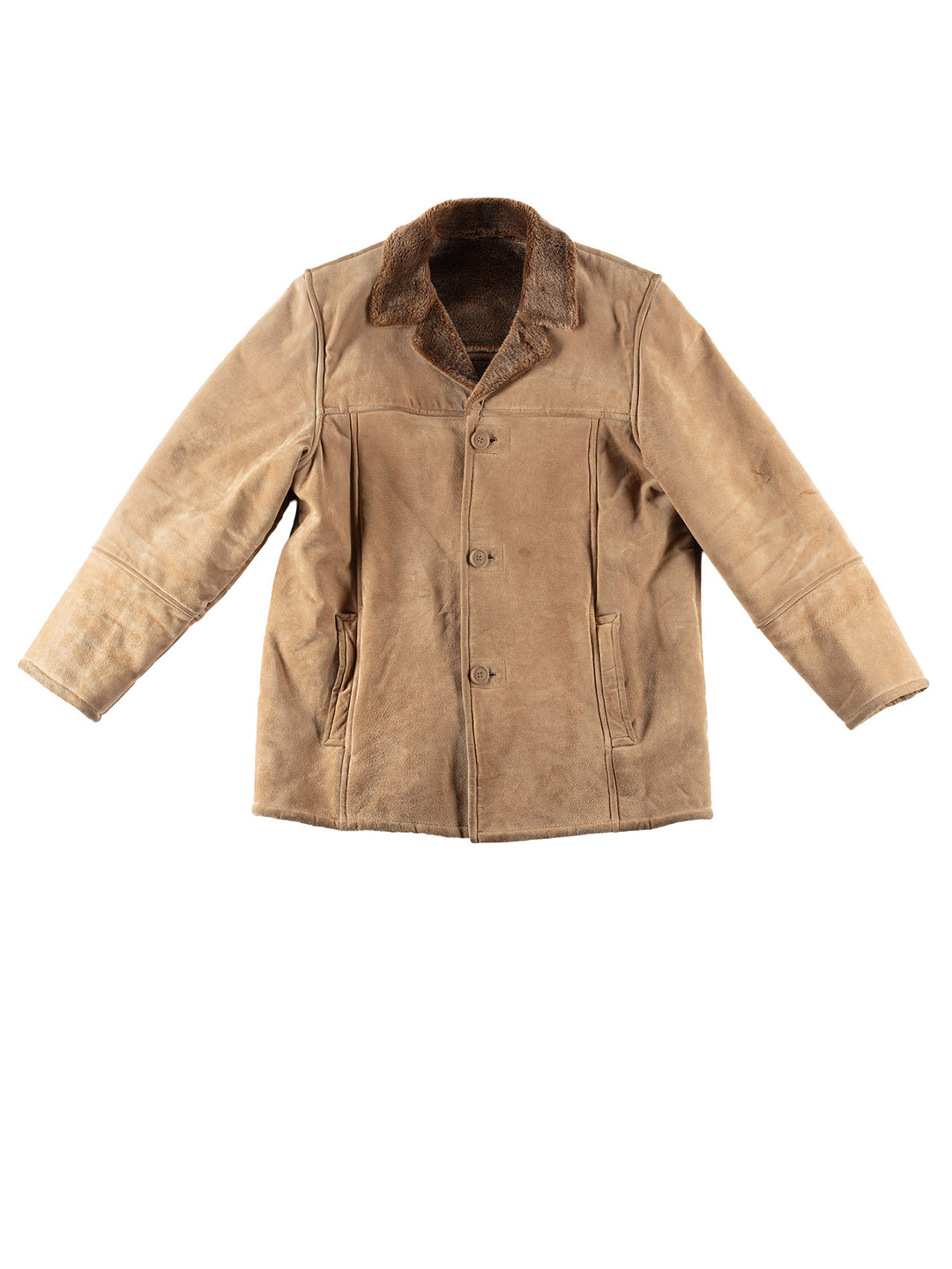 Vintage 80's Men Faux Sheepskin Coat in BeigeVN494