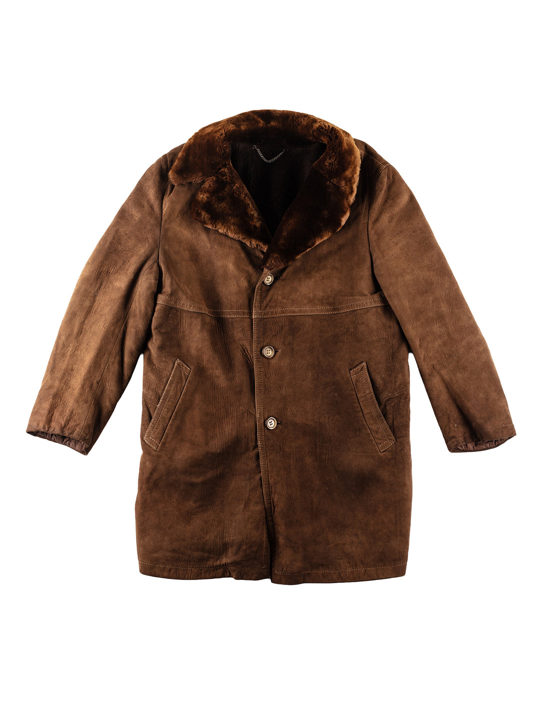 Vintage 90's Men Faux Sheepskin Coat in BrownVN177