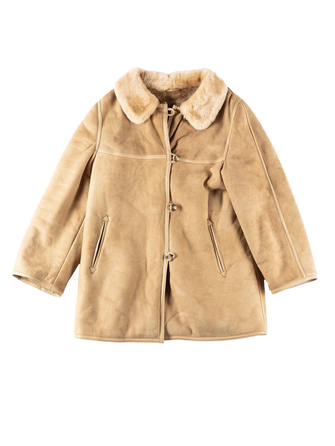 Vintage 80's Women Sheepskin Jacket in BeigeMN183