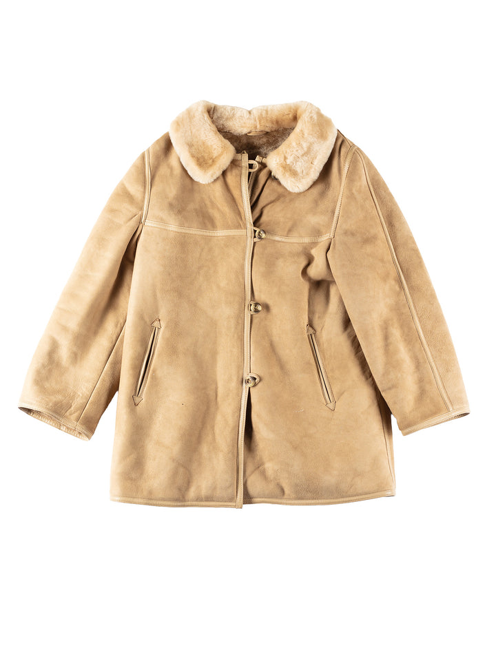 Vintage 80's Women Sheepskin Jacket in BeigeMN183