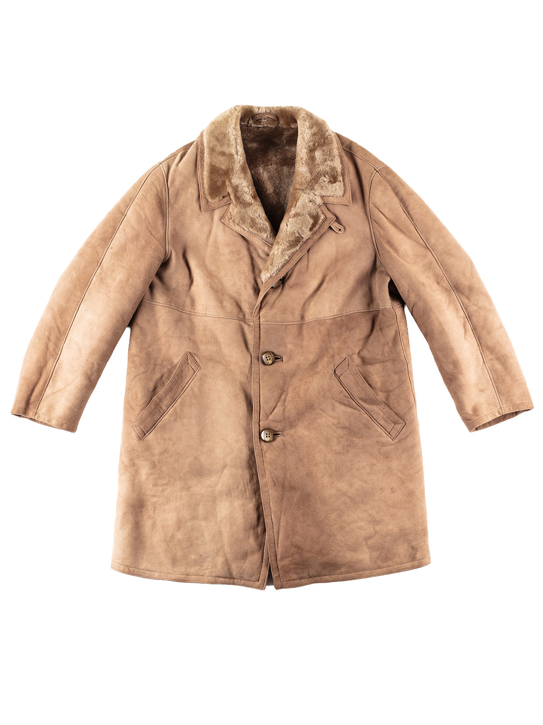 Vintage 70's Men Sheepskin Coat in Beige