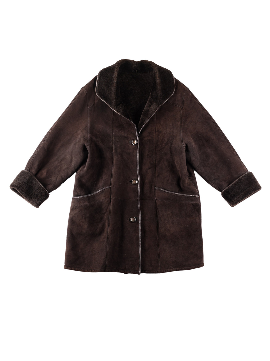Vintage 90's Women Sheepskin Coat in BrownMN205
