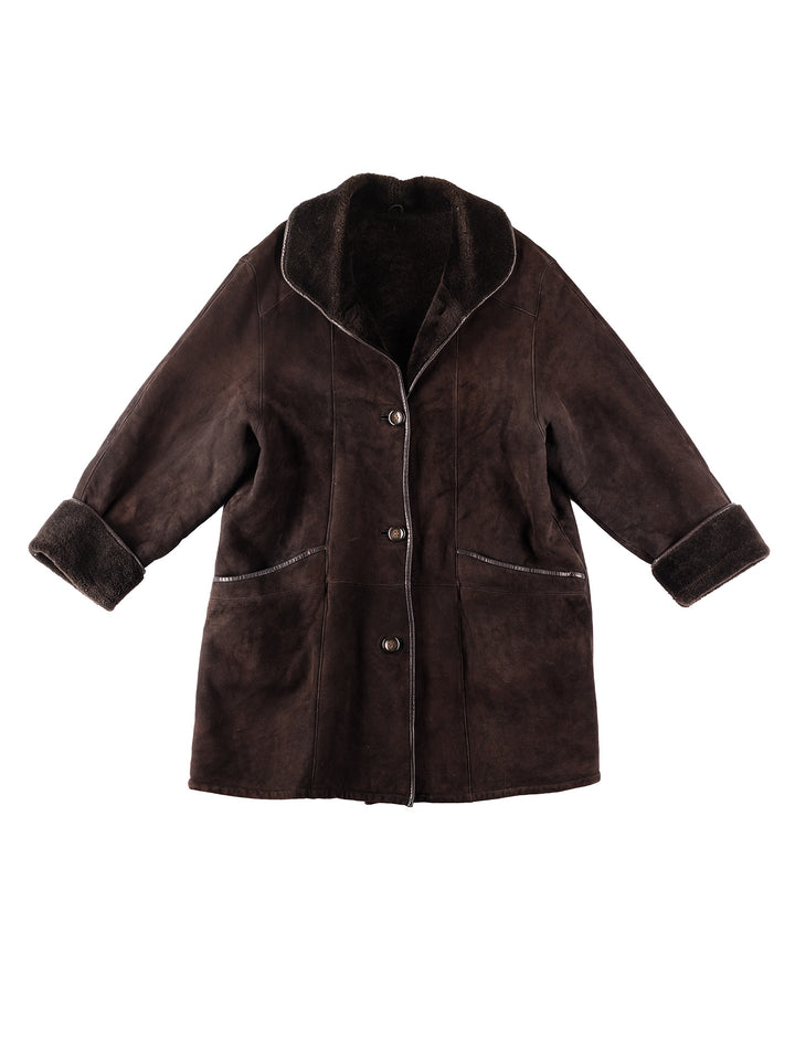 Vintage 90's Women Sheepskin Coat in BrownMN205