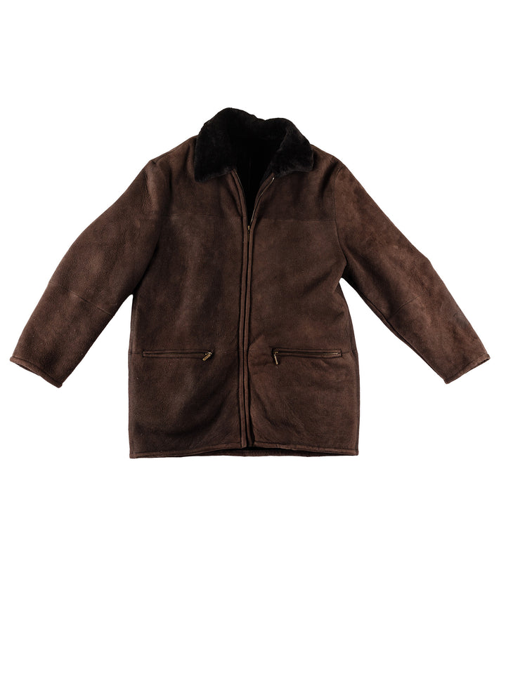 Vintage 80's Men Sheepskin Coat in BrownVN608