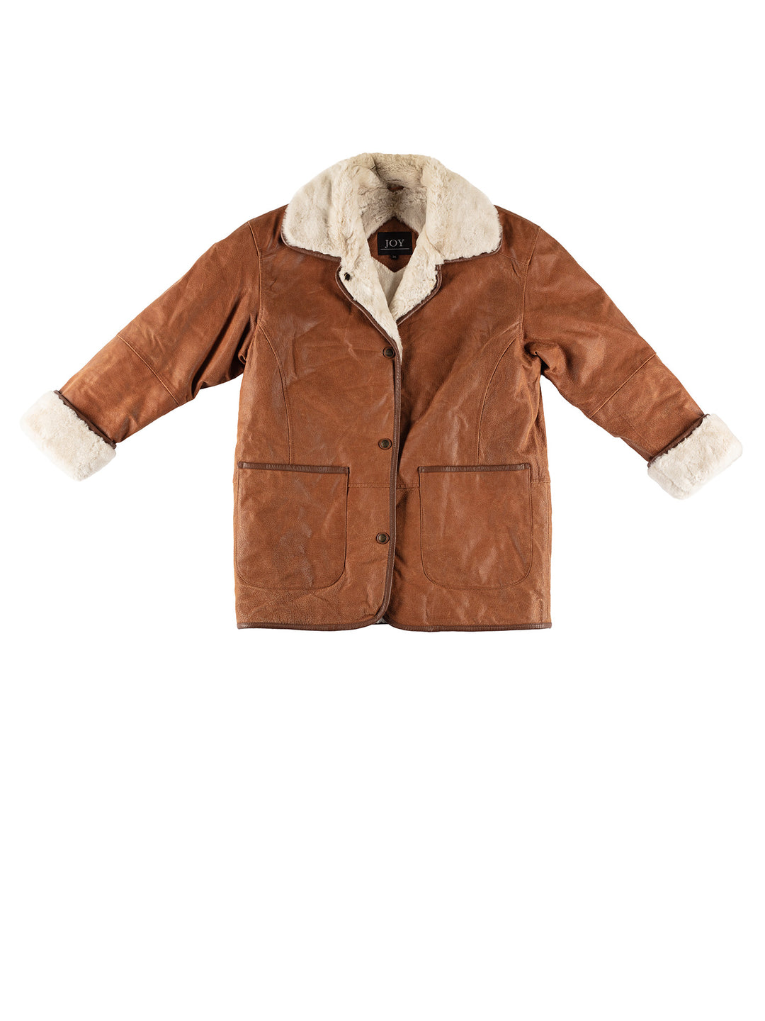 Vintage 80's Women Faux Sheepskin Coat in BrownMN358