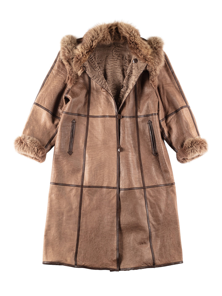 Vintage 80's Women Sheepskin Coat in BrownMN217