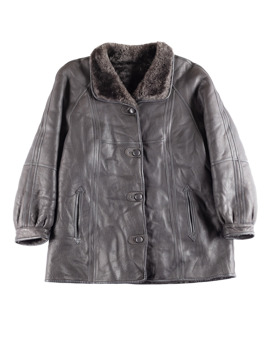 Vintage 00's Women Sheepskin Coat in Purple