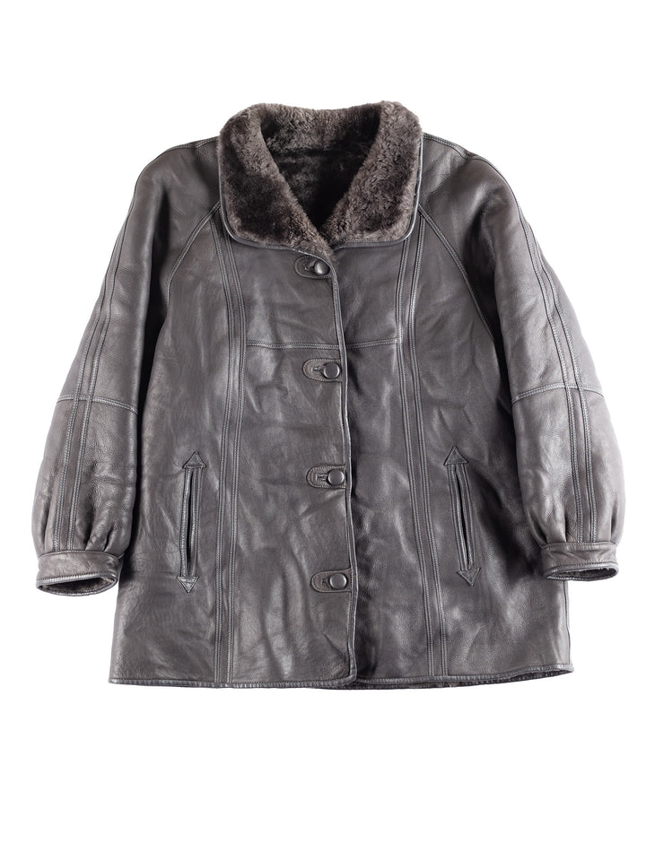 Vintage 00's Women Sheepskin Coat in Purple