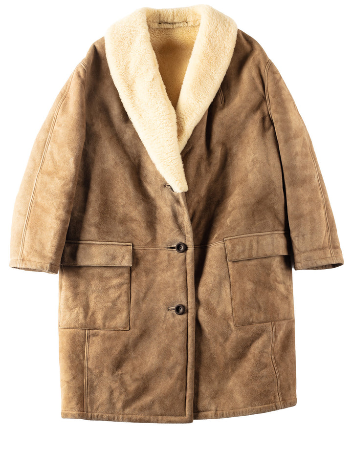 Vintage 70's Women Sheepskin Penny Lane Coat in Brown
