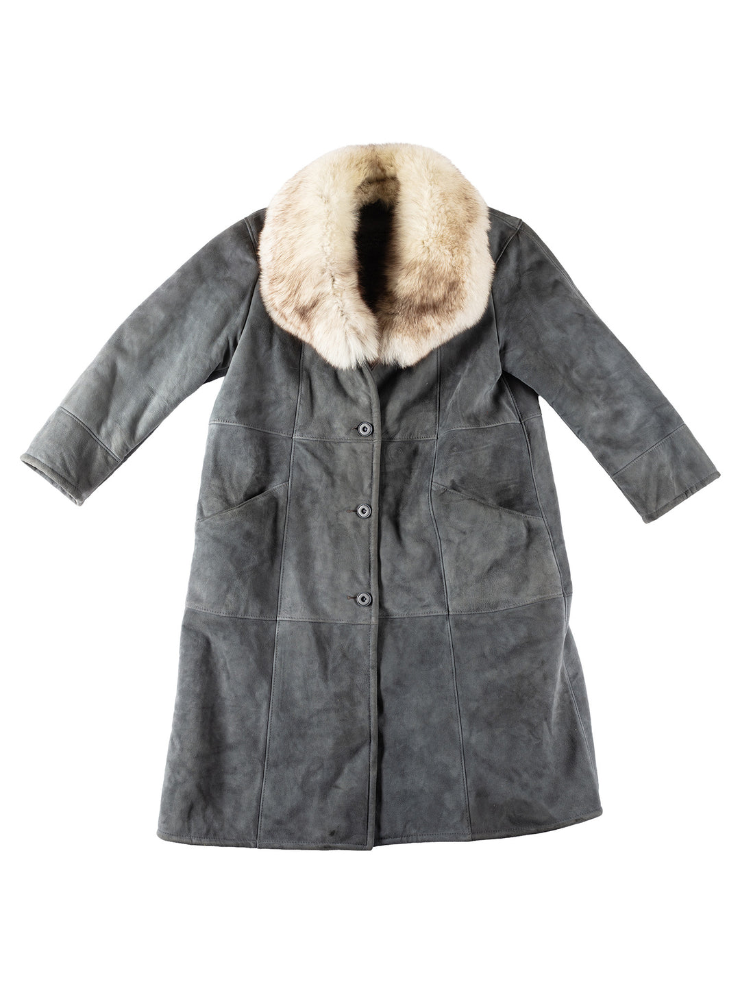 Vintage 70's Women Sheepskin Coat in GrayMN184