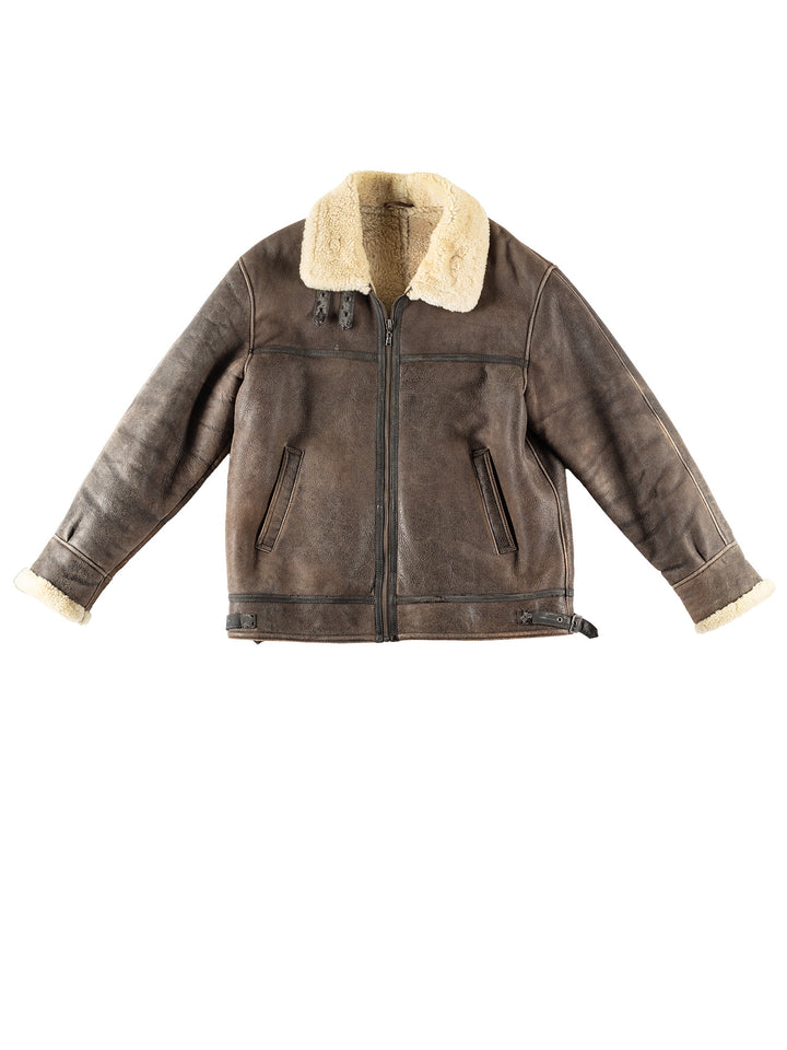 Vintage 80's Men Sheepskin Jacket in BrownVN257