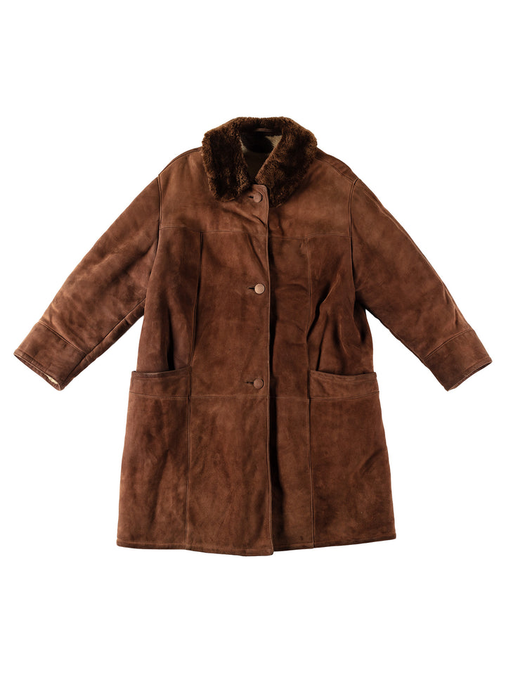 Vintage 80's Women Sheepskin Coat in BrownMN528