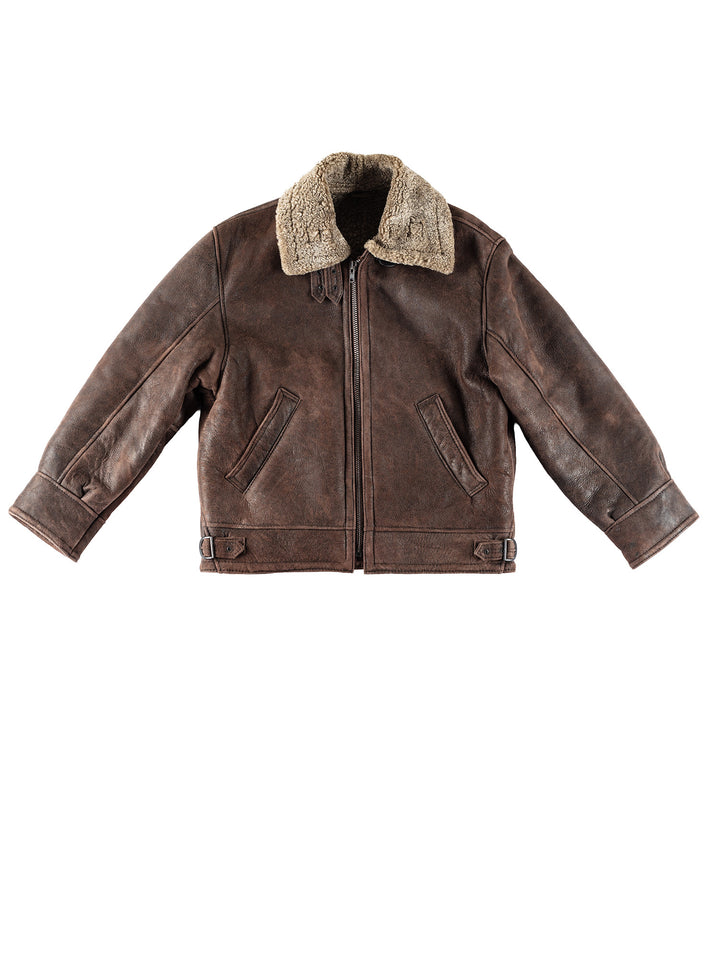 Vintage 80's Men Sheepskin Jacket in BrownVN382
