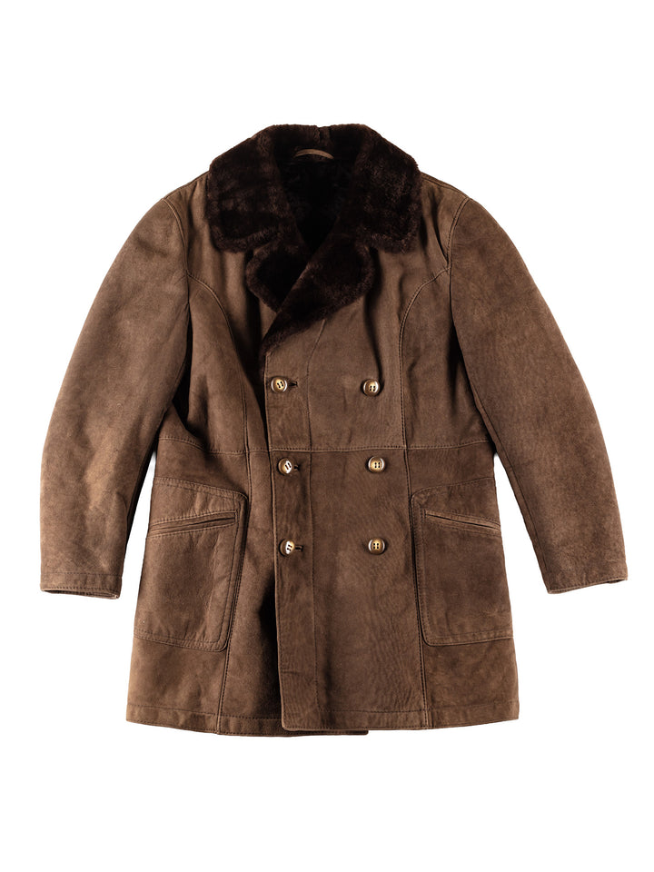 Vintage 80's Men Sheepskin Coat in BrownVN385
