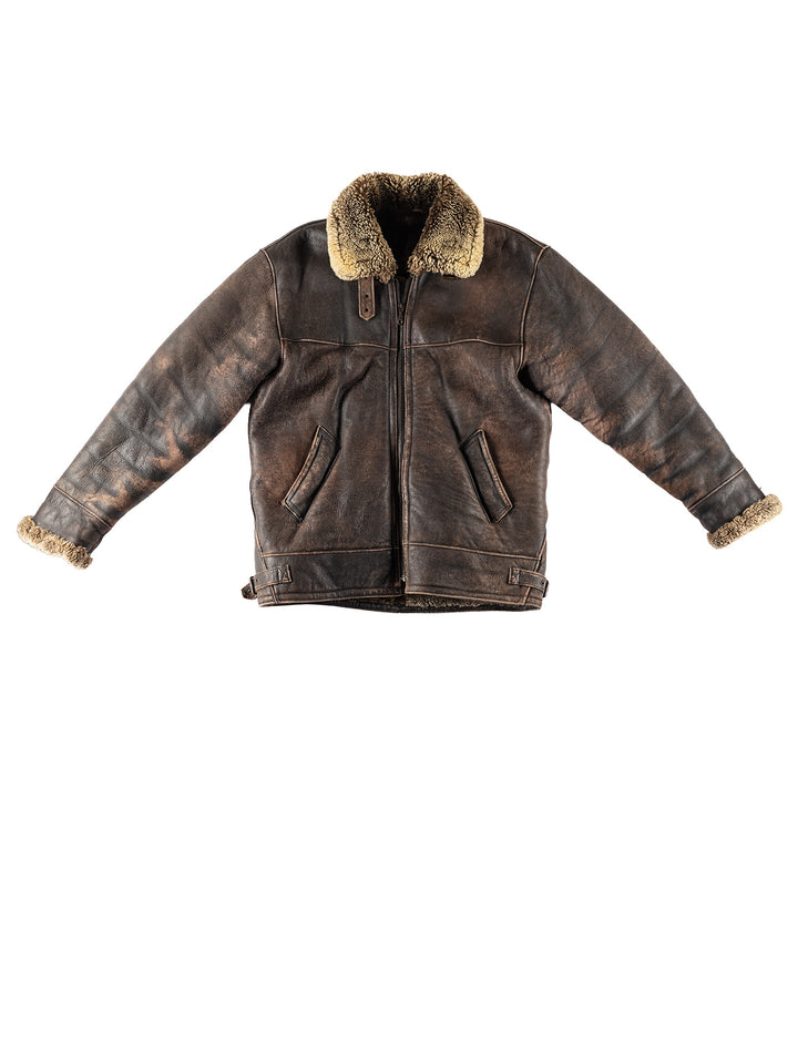Vintage 80's Men Sheepskin Jacket in BrownVN395