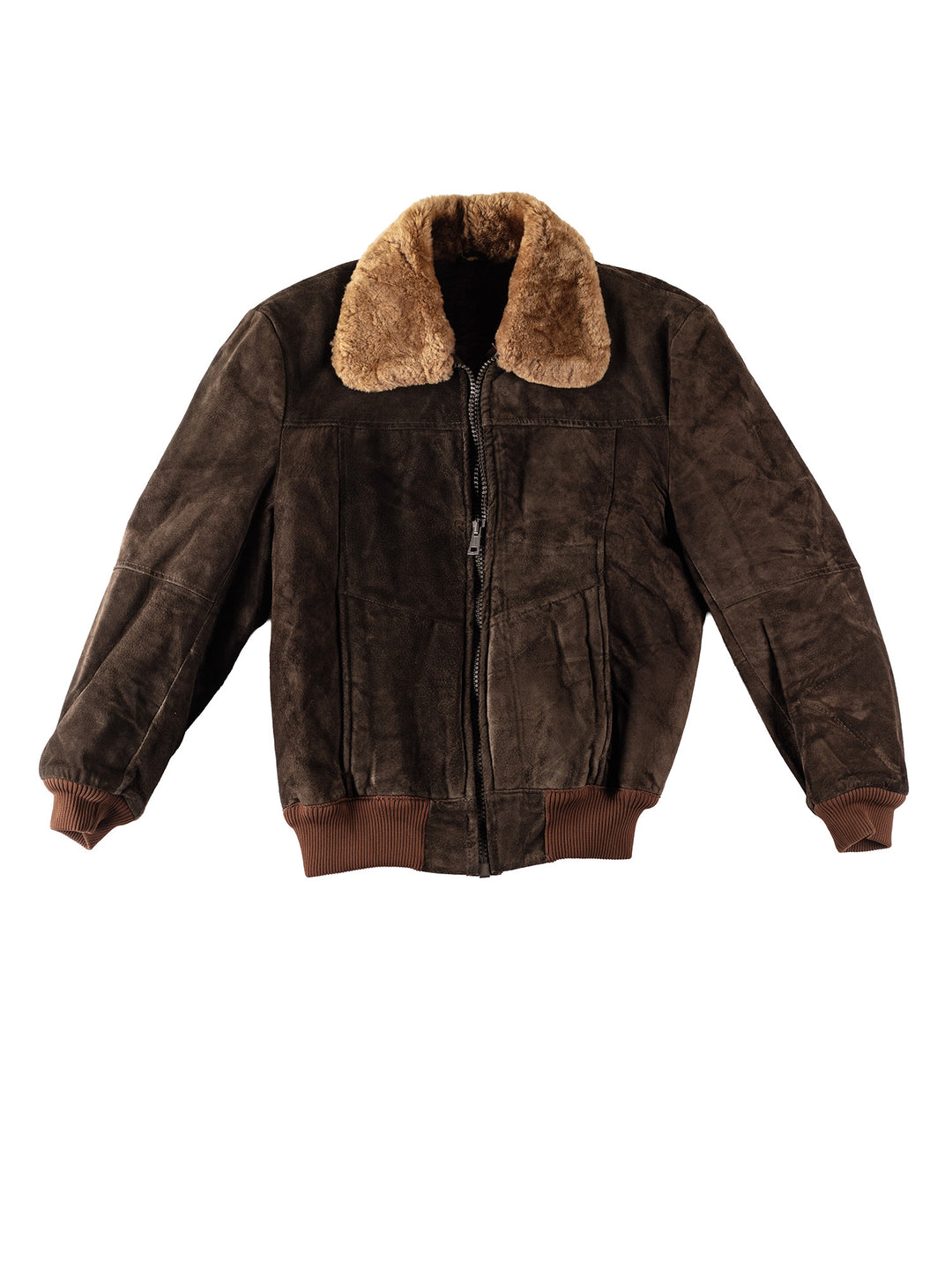 Vintage 80's Men Faux Sheepskin Jacket in BrownVN372