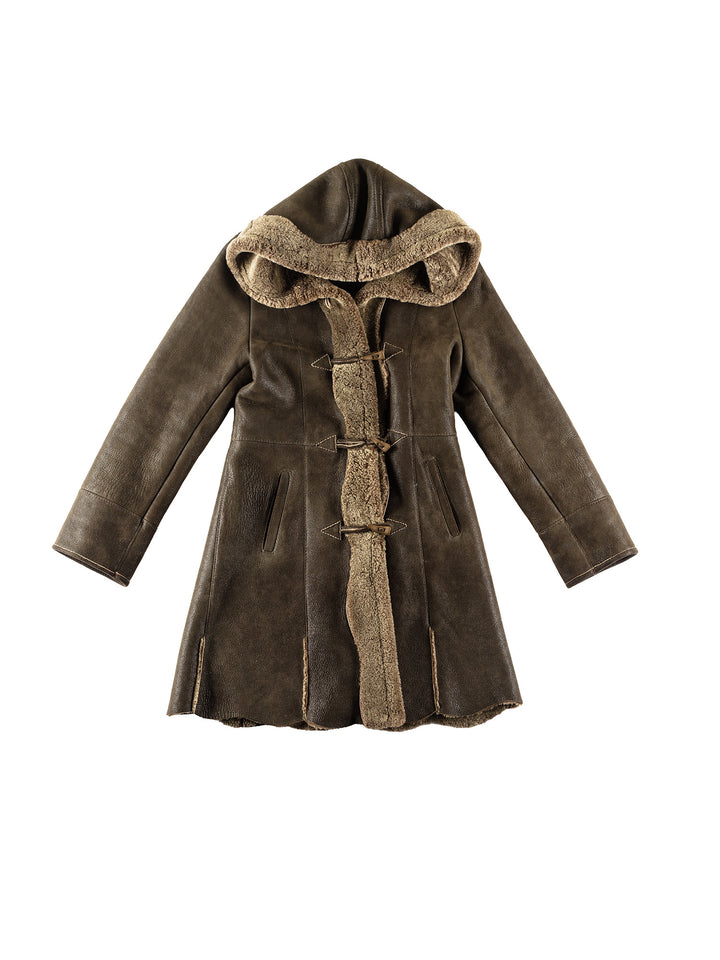 Vintage 70's Women Sheepskin Coat in GreenMN248