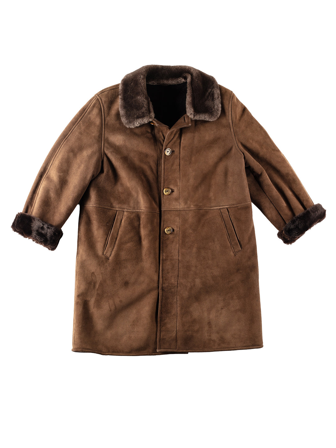 Vintage 80's Men Sheepskin Coat in BrownVN156