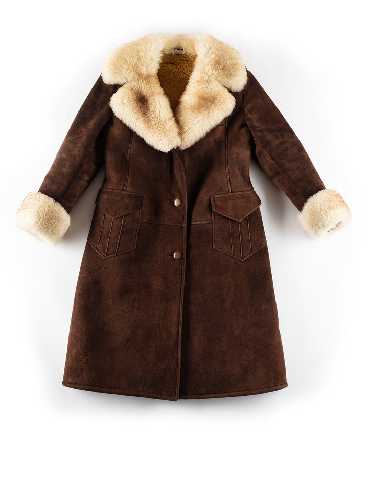 Vintage 70's Women Sheepskin Coat in BrownMN265