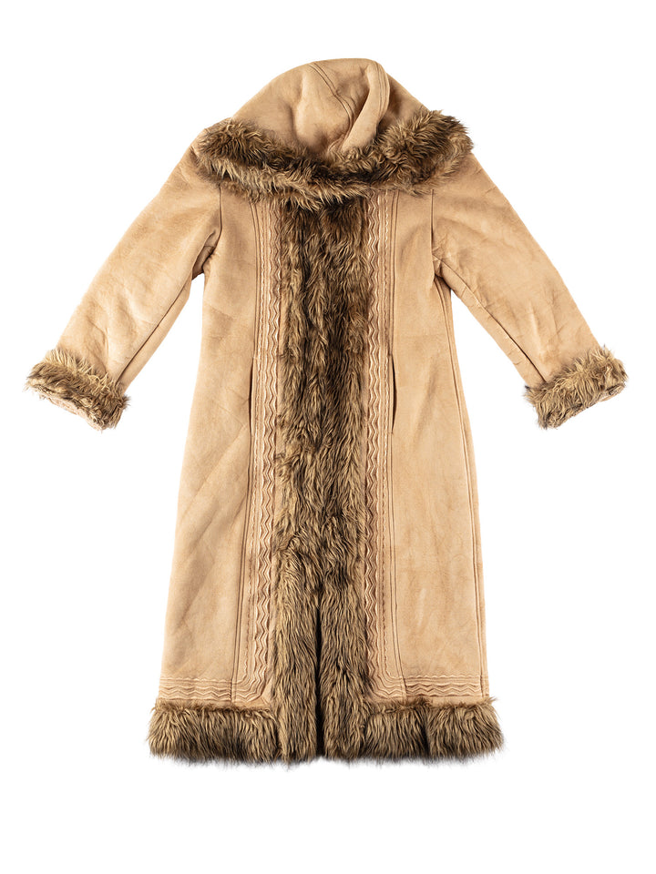 Vintage 70's Women Faux Sheepskin Coat in BeigeMN645